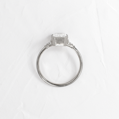 Bezel & Cluster-Emerald Lab Grown Diamond Engagement Ring