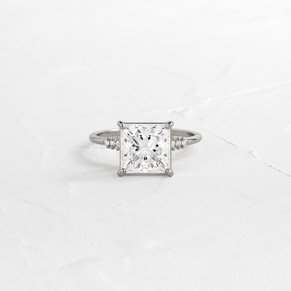 Solitaire & Pave-Princess Lab Grown Diamond Engagement Ring