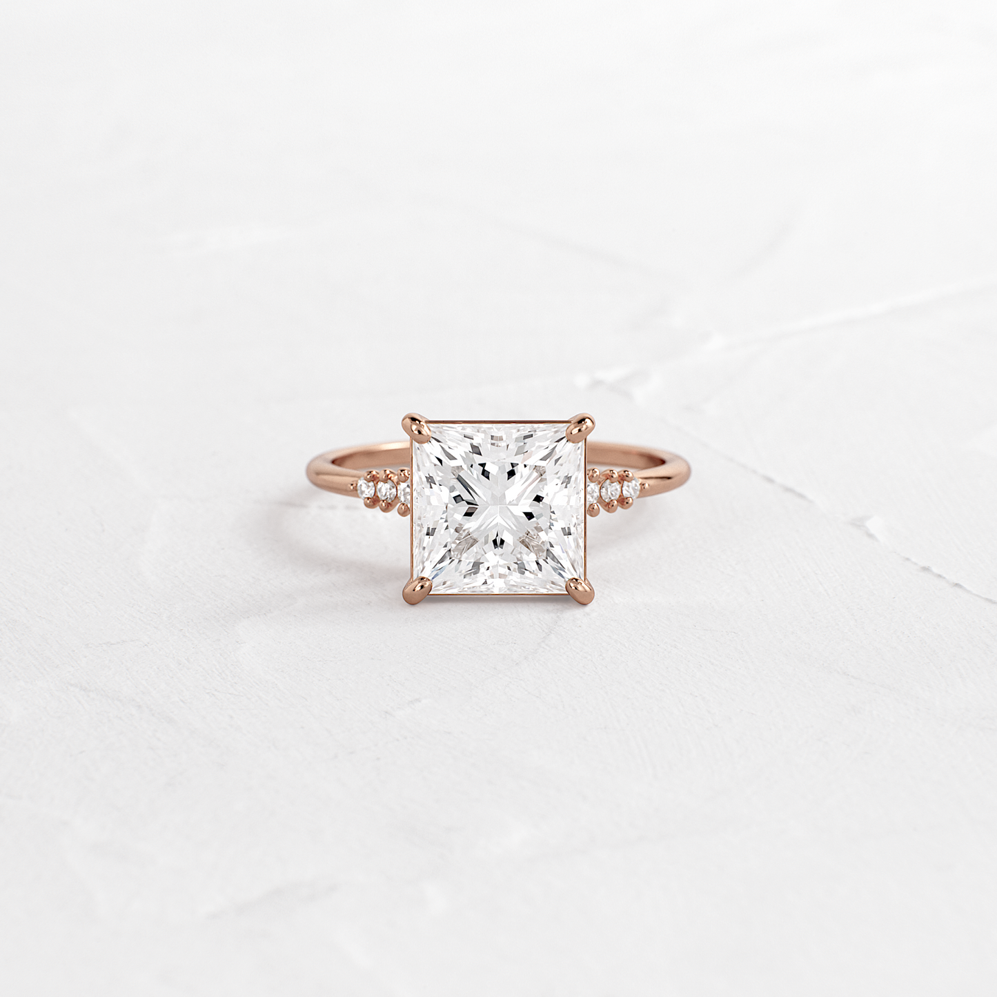 Solitaire & Pave-Princess Lab Grown Diamond Engagement Ring
