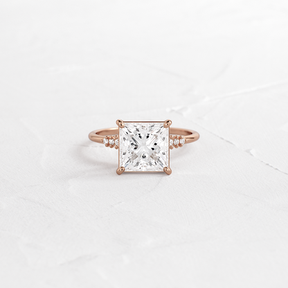 Solitaire & Pave-Princess Lab Grown Diamond Engagement Ring