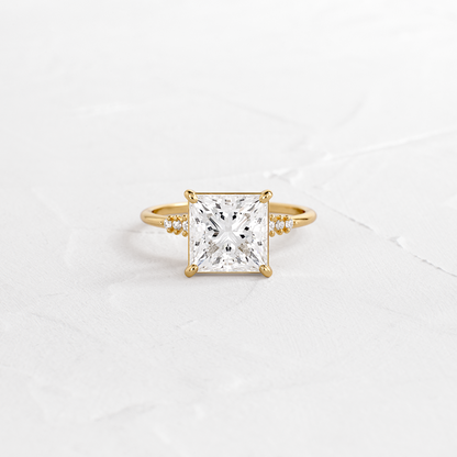 Solitaire & Pave-Princess Lab Grown Diamond Engagement Ring