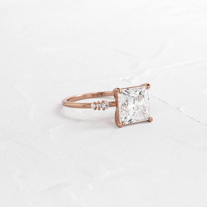 Solitaire & Pave-Princess Lab Grown Diamond Engagement Ring