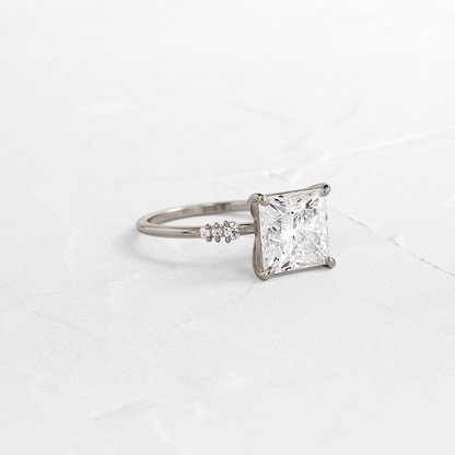Solitaire & Pave-Princess Lab Grown Diamond Engagement Ring