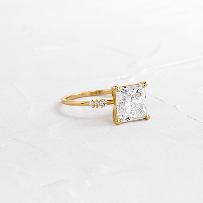 Solitaire & Pave-Princess Lab Grown Diamond Engagement Ring