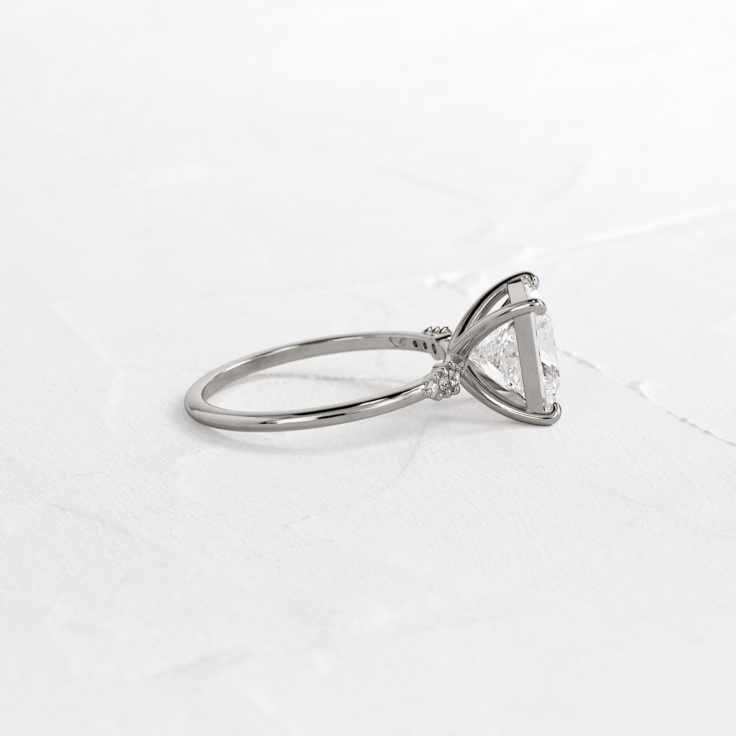 Solitaire & Pave-Princess Lab Grown Diamond Engagement Ring