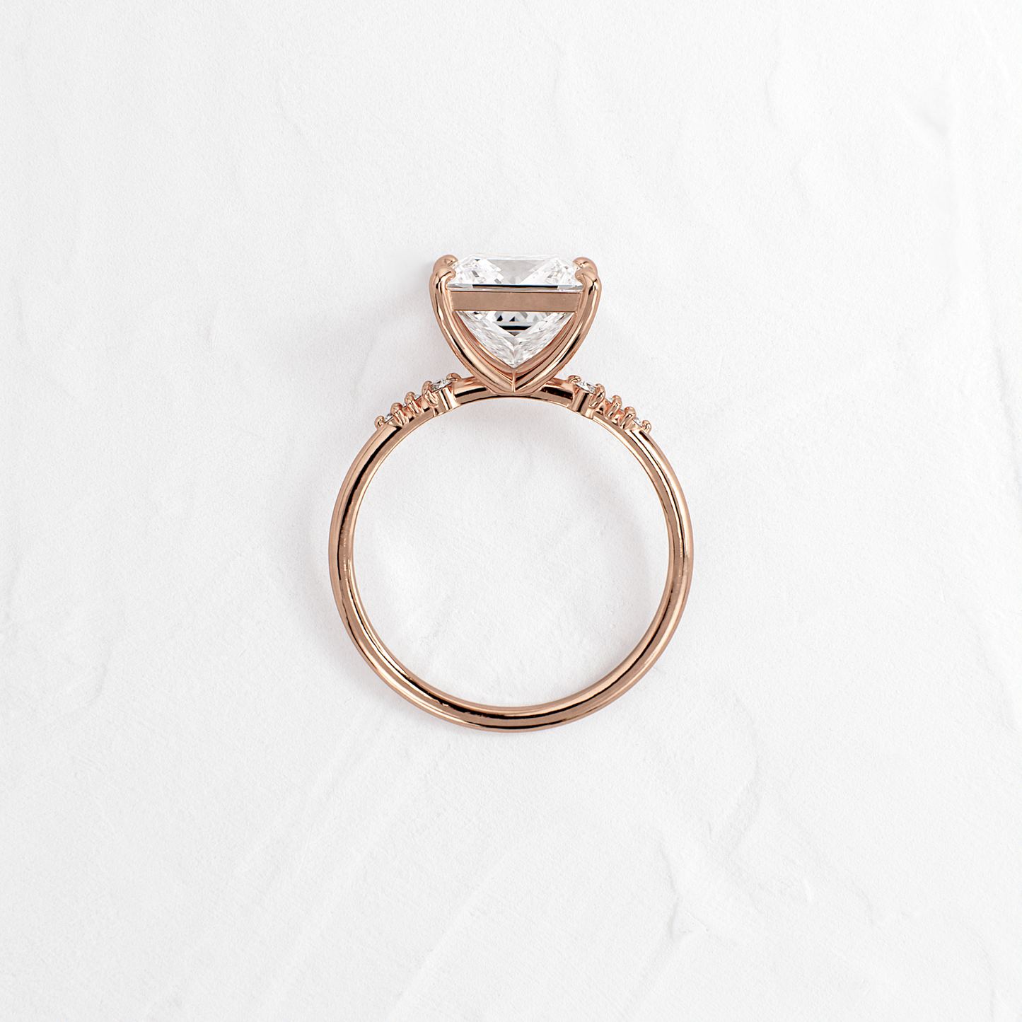 Solitaire & Pave-Princess Lab Grown Diamond Engagement Ring