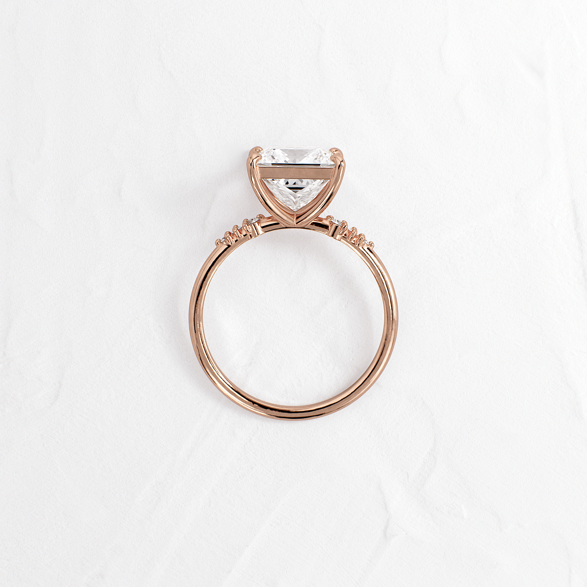 Solitaire & Pave-Princess Lab Grown Diamond Engagement Ring