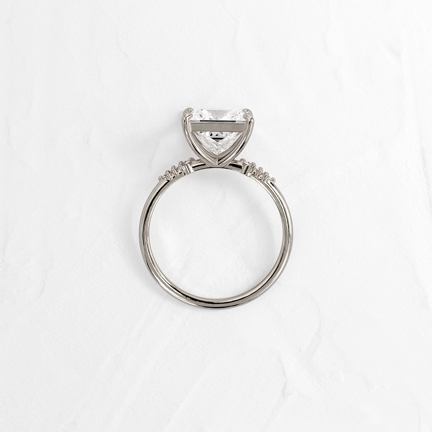 Solitaire & Pave-Princess Lab Grown Diamond Engagement Ring