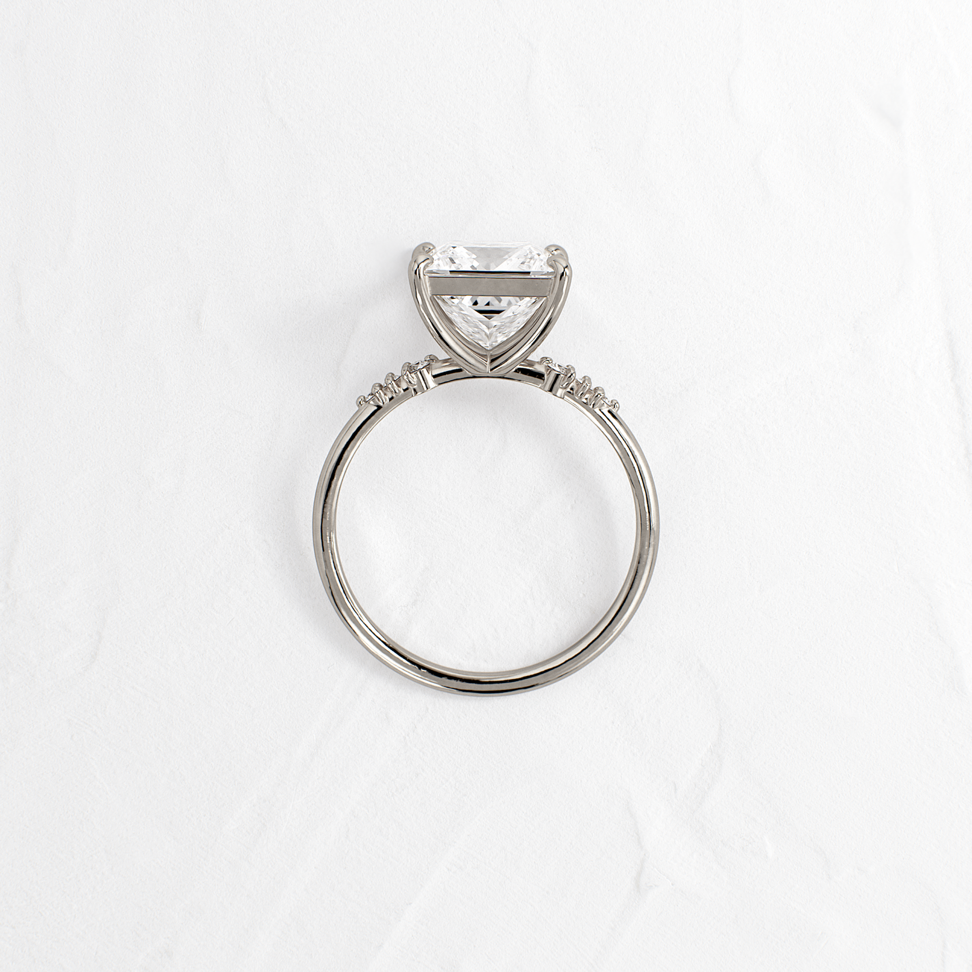 Solitaire & Pave-Princess Lab Grown Diamond Engagement Ring