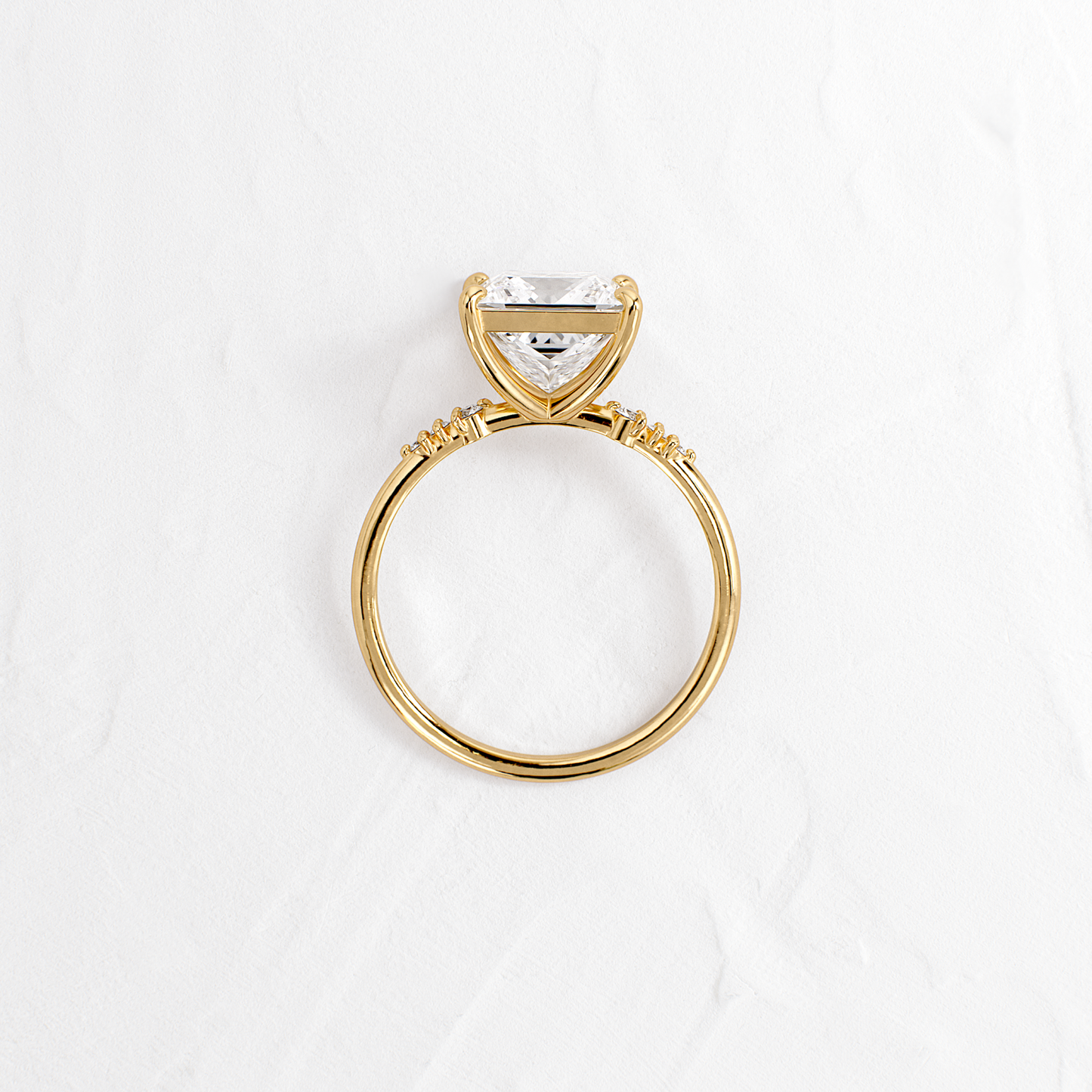 Solitaire & Pave-Princess Lab Grown Diamond Engagement Ring