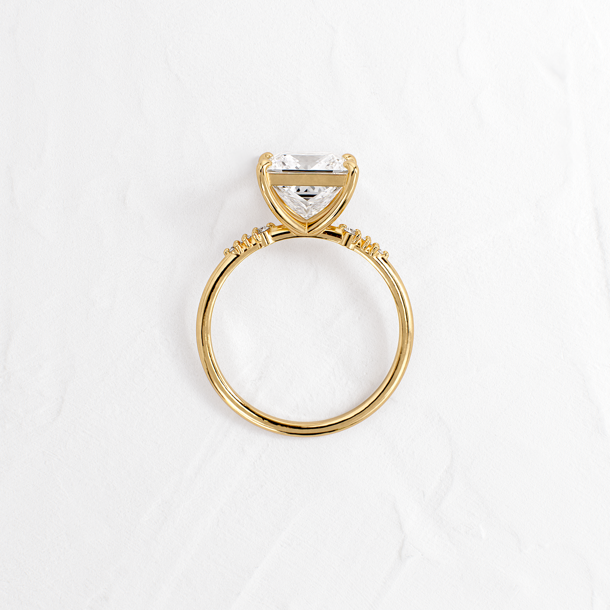 Solitaire & Pave-Princess Lab Grown Diamond Engagement Ring