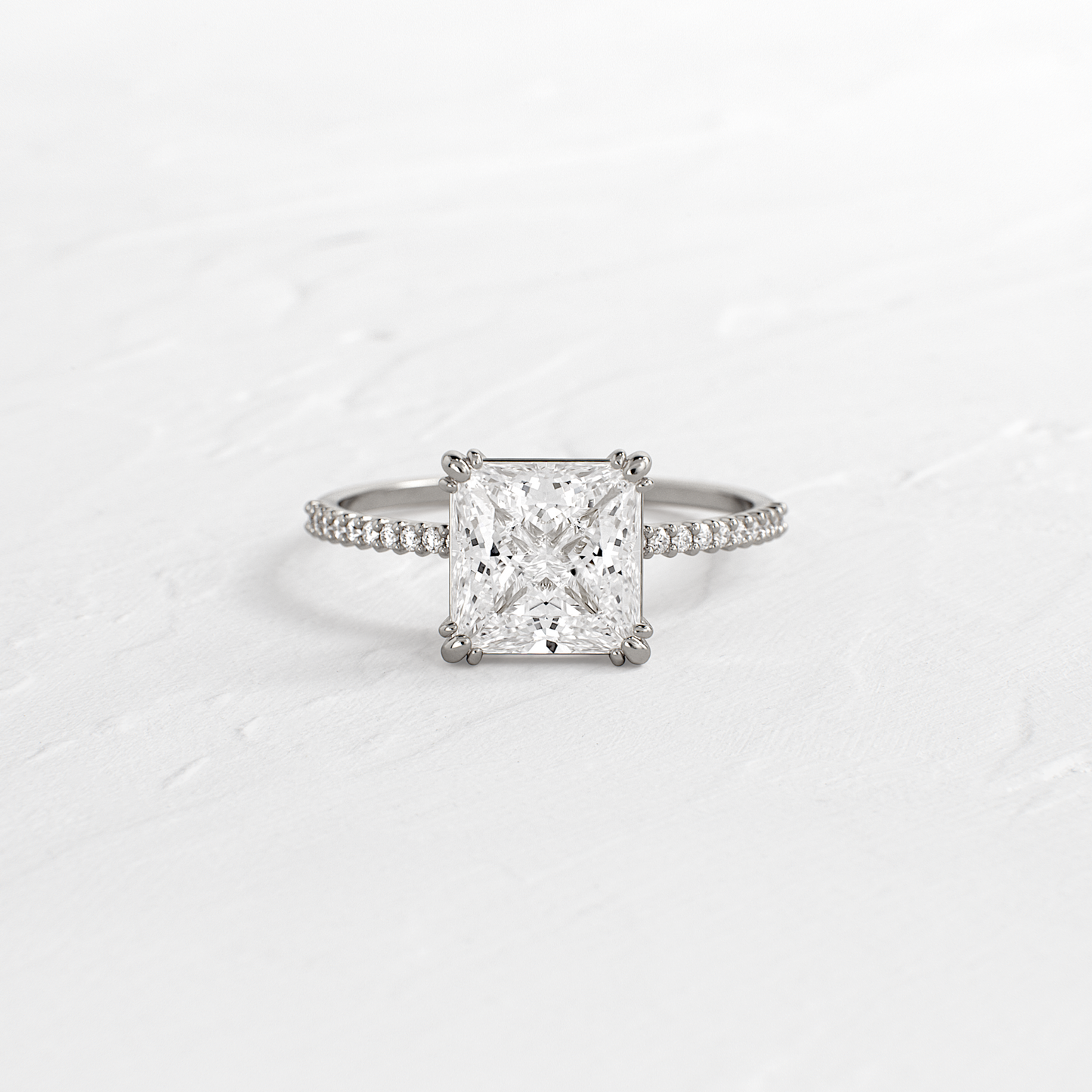 Pave-Princess Lab Grown Diamond Engagement Ring
