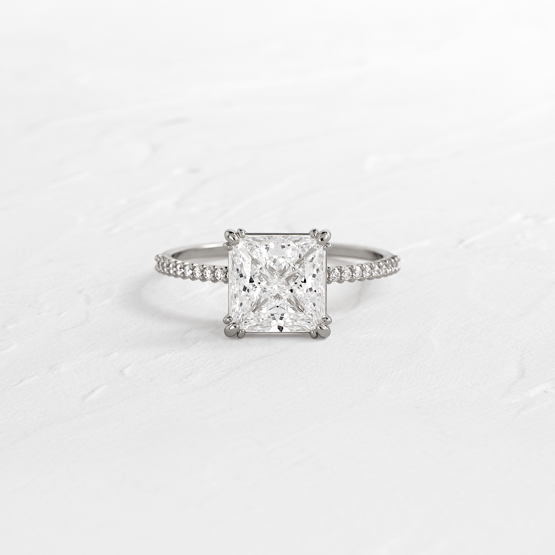 Pave-Princess Lab Grown Diamond Engagement Ring