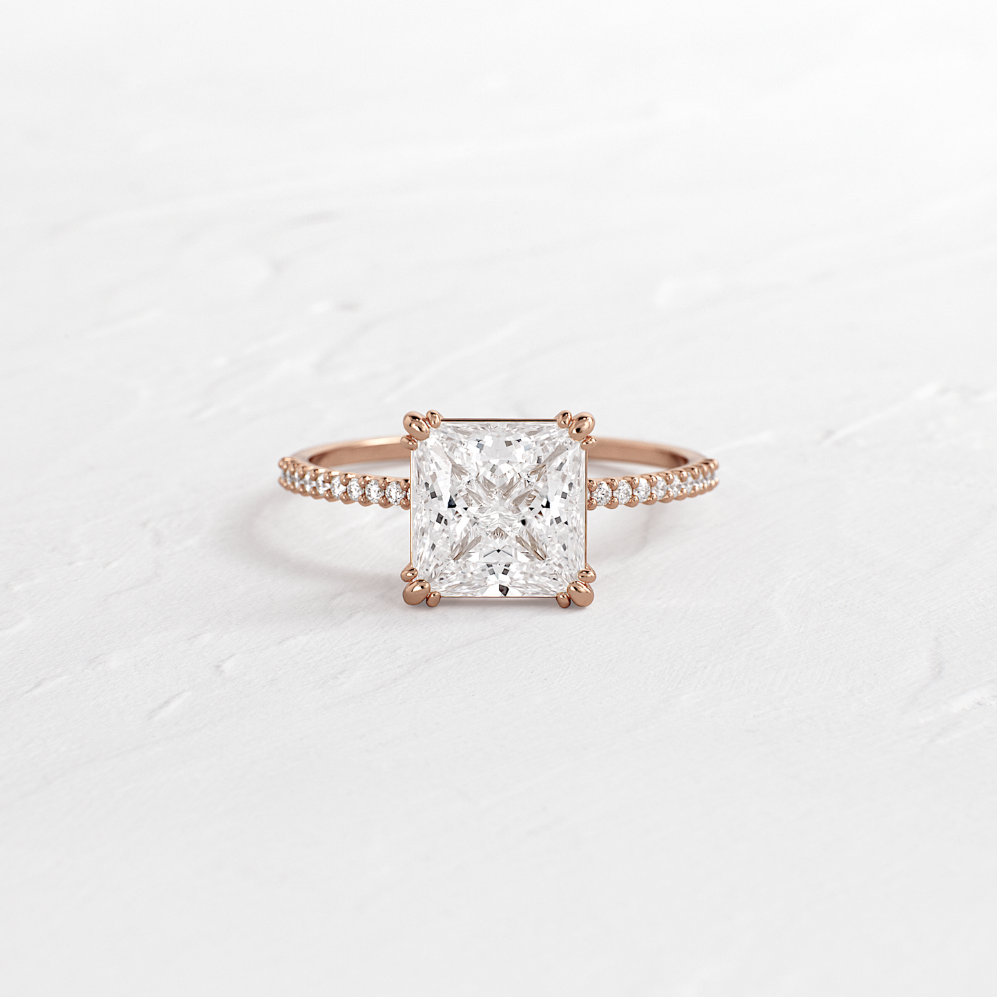 Pave-Princess Lab Grown Diamond Engagement Ring