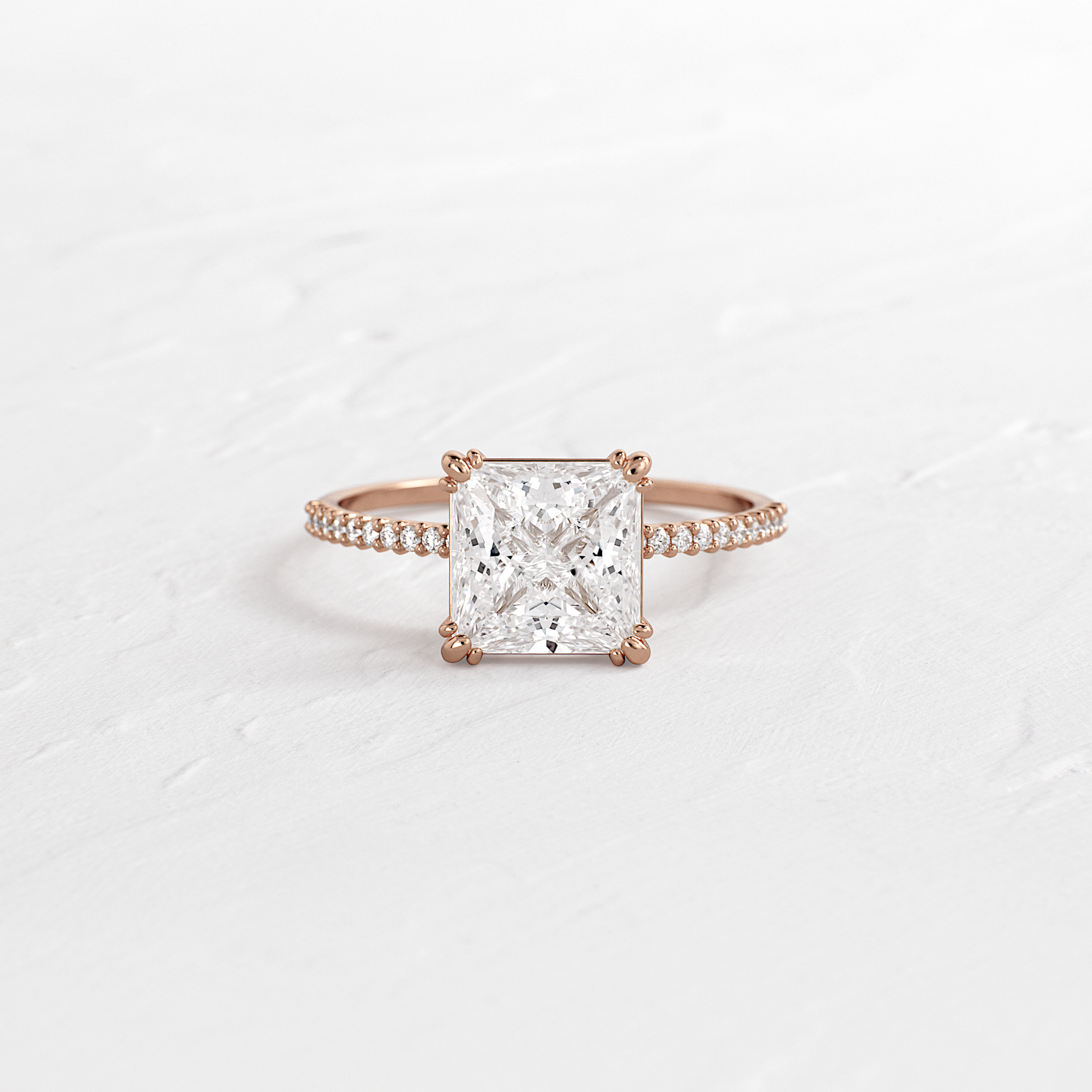Pave-Princess Lab Grown Diamond Engagement Ring