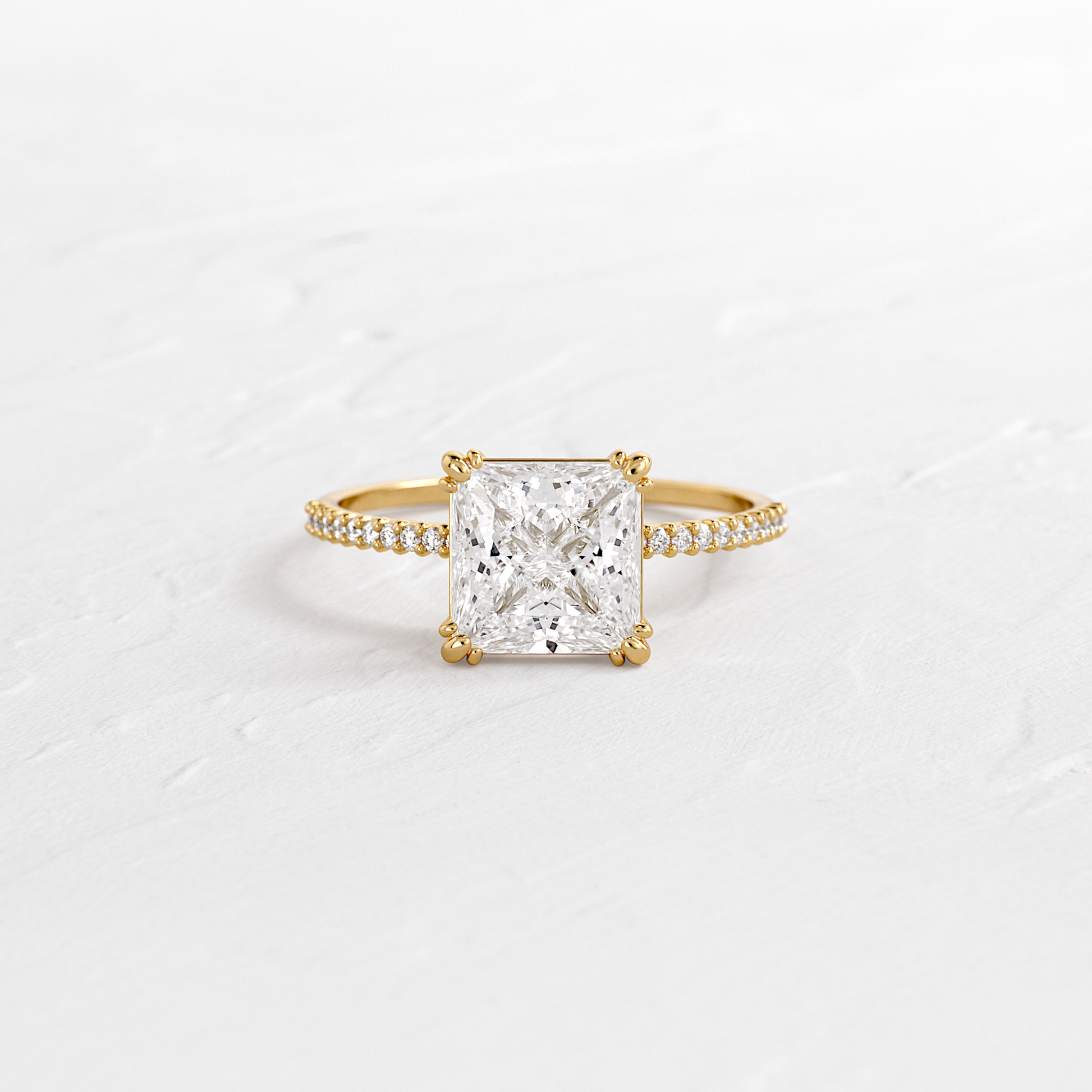 Pave-Princess Lab Grown Diamond Engagement Ring