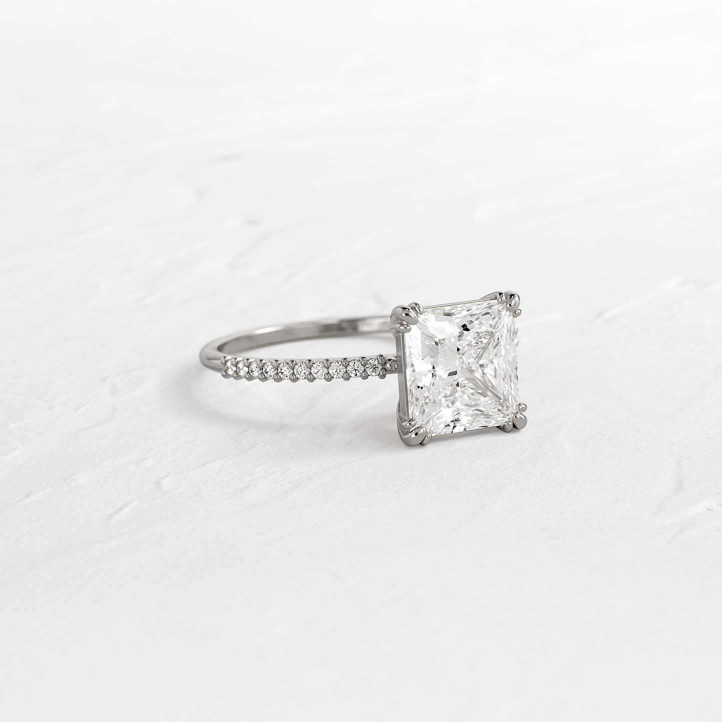 Pave-Princess Lab Grown Diamond Engagement Ring