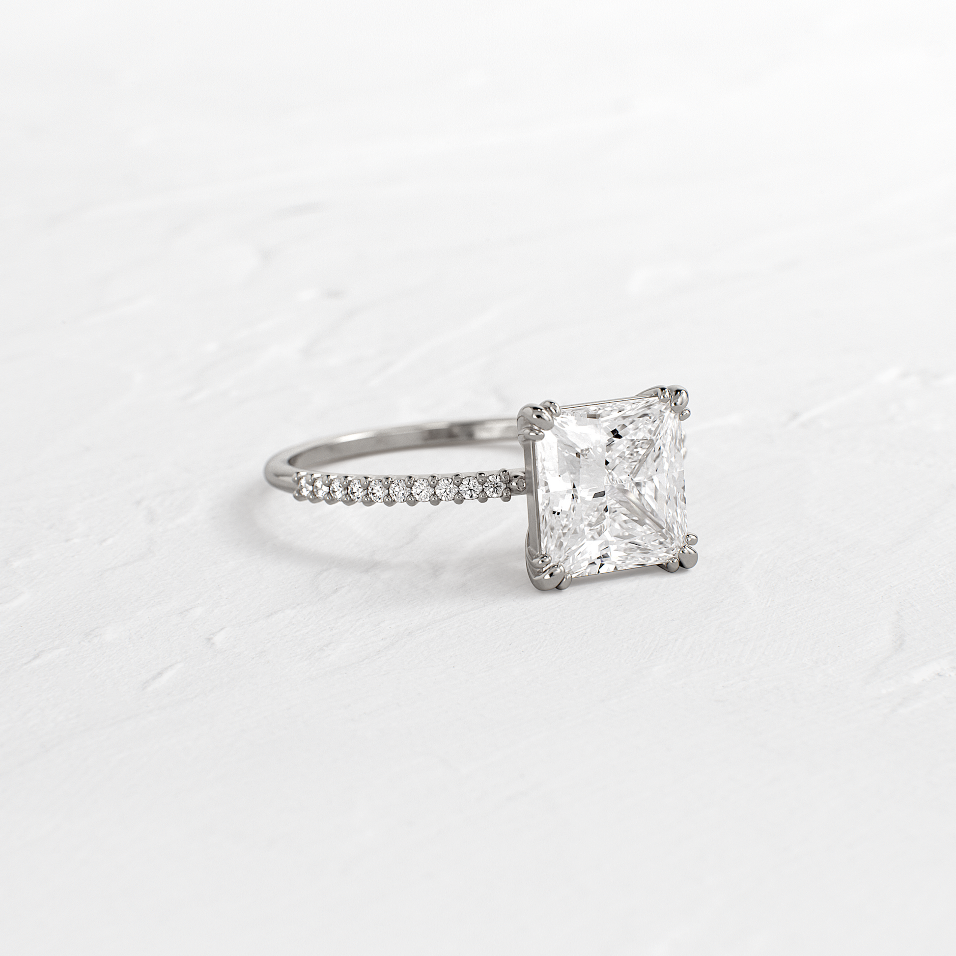 Pave-Princess Lab Grown Diamond Engagement Ring