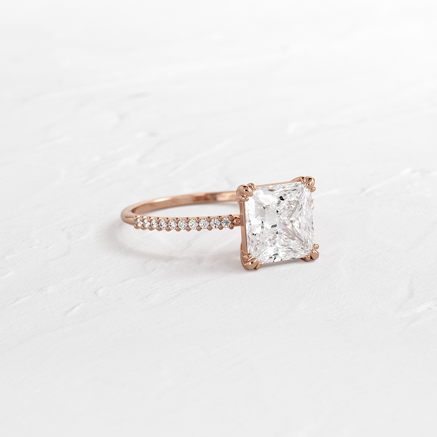 Pave-Princess Lab Grown Diamond Engagement Ring