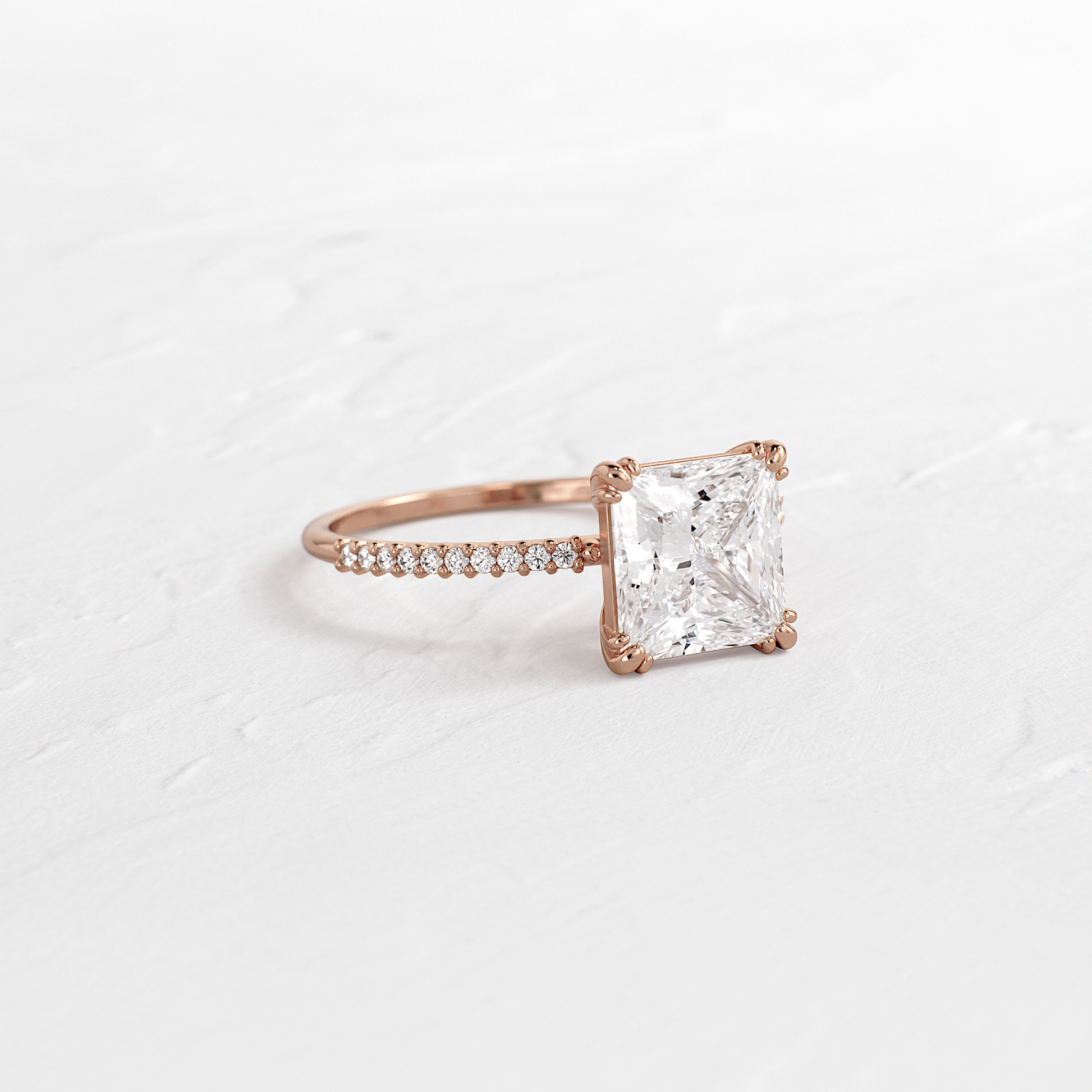 Pave-Princess Lab Grown Diamond Engagement Ring