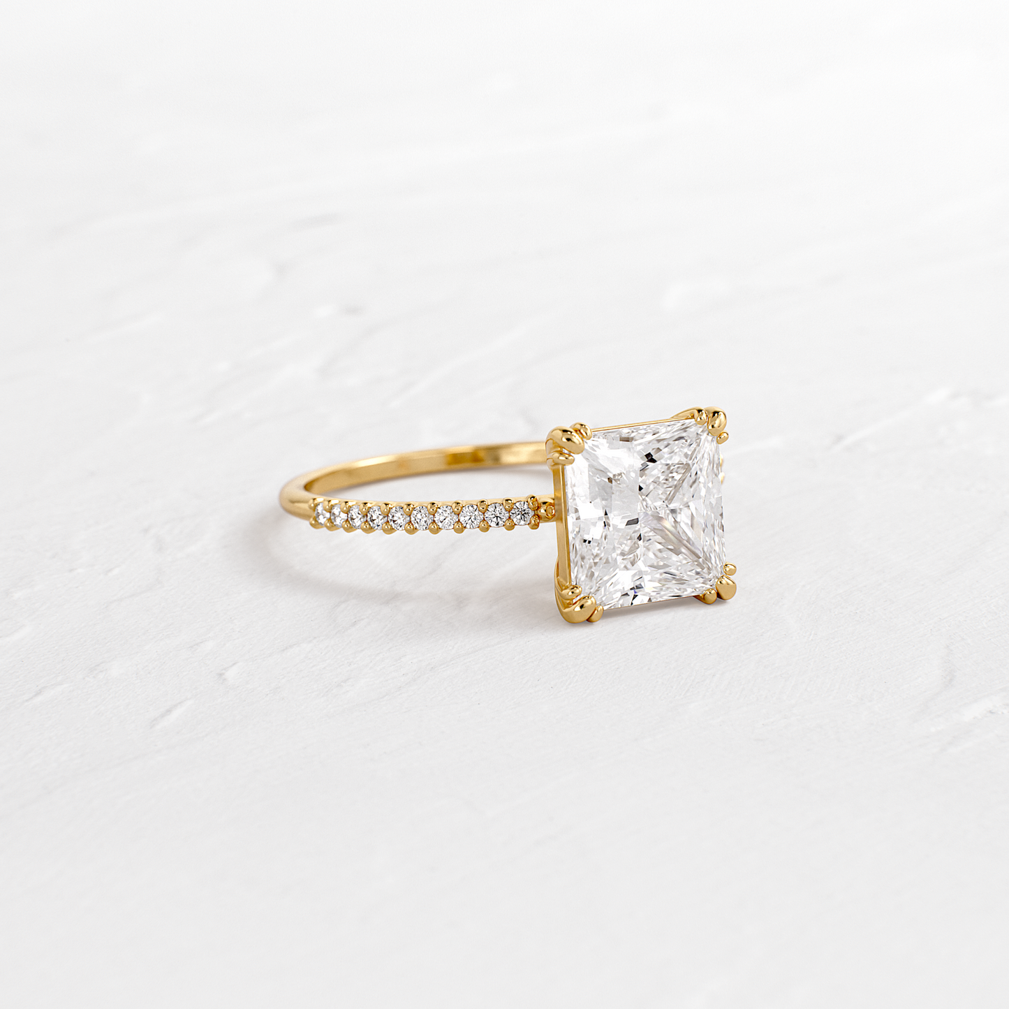 Pave-Princess Lab Grown Diamond Engagement Ring