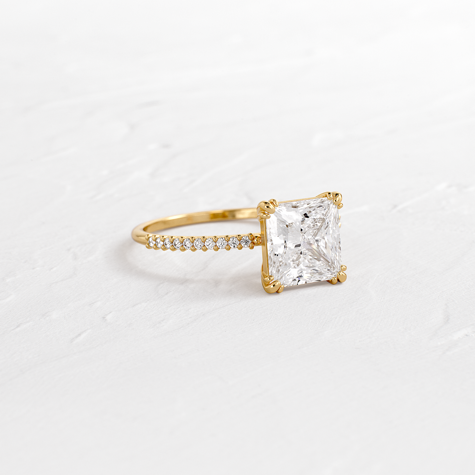 Pave-Princess Lab Grown Diamond Engagement Ring