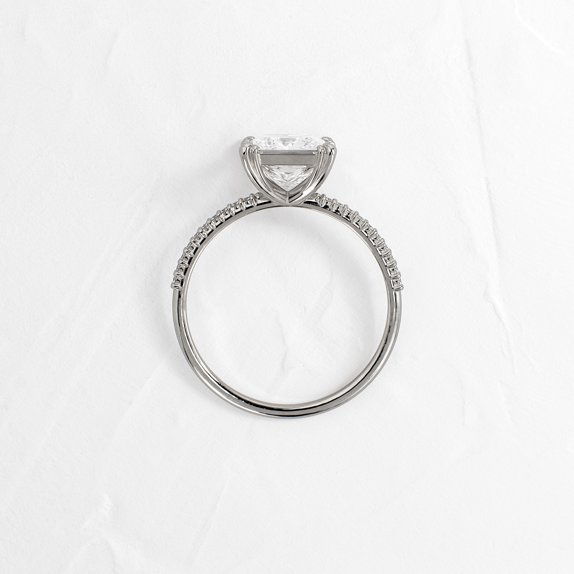 Pave-Princess Lab Grown Diamond Engagement Ring