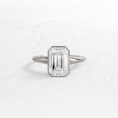 Bezel Knife Edge with Hidden Stones-Emerald Lab Grown Diamond Engagement Ring