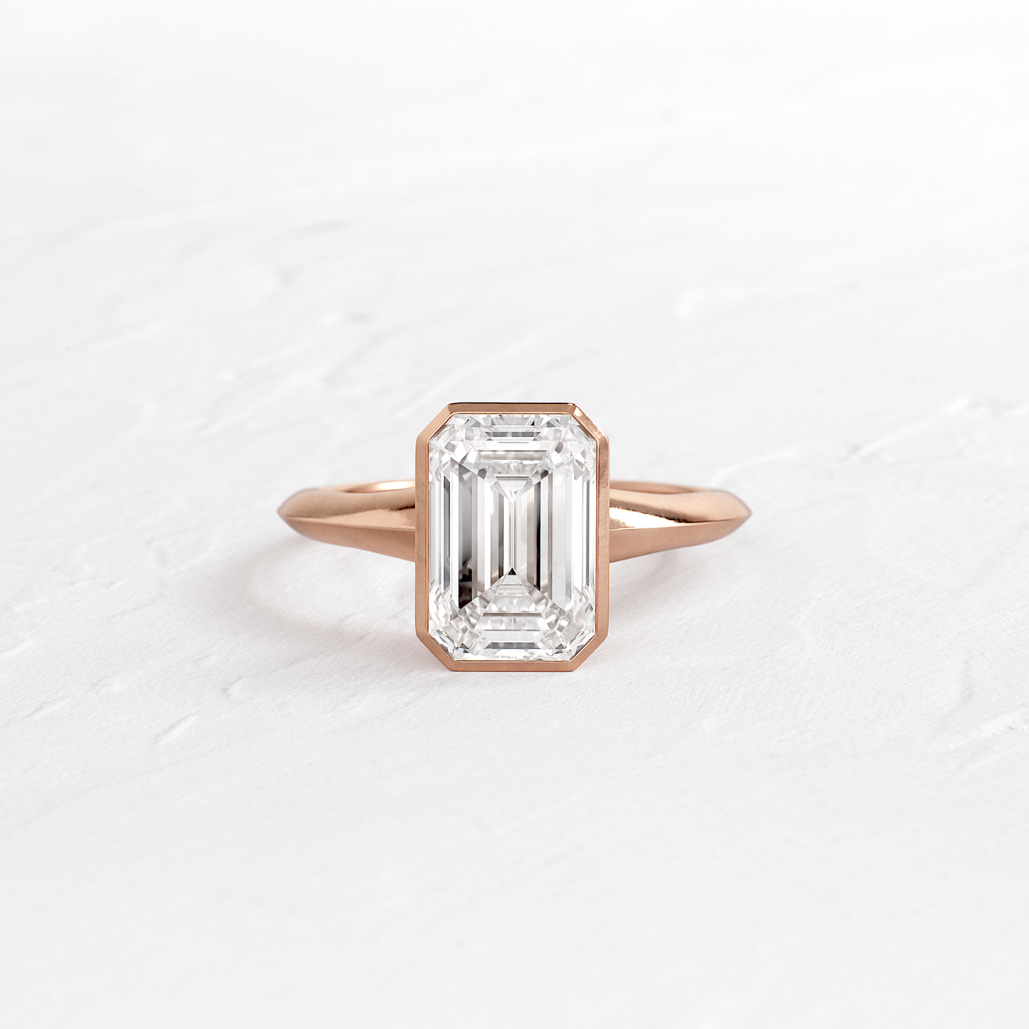 Bezel Knife Edge with Hidden Stones-Emerald Lab Grown Diamond Engagement Ring