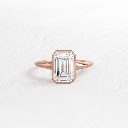 Bezel Knife Edge with Hidden Stones-Emerald Lab Grown Diamond Engagement Ring