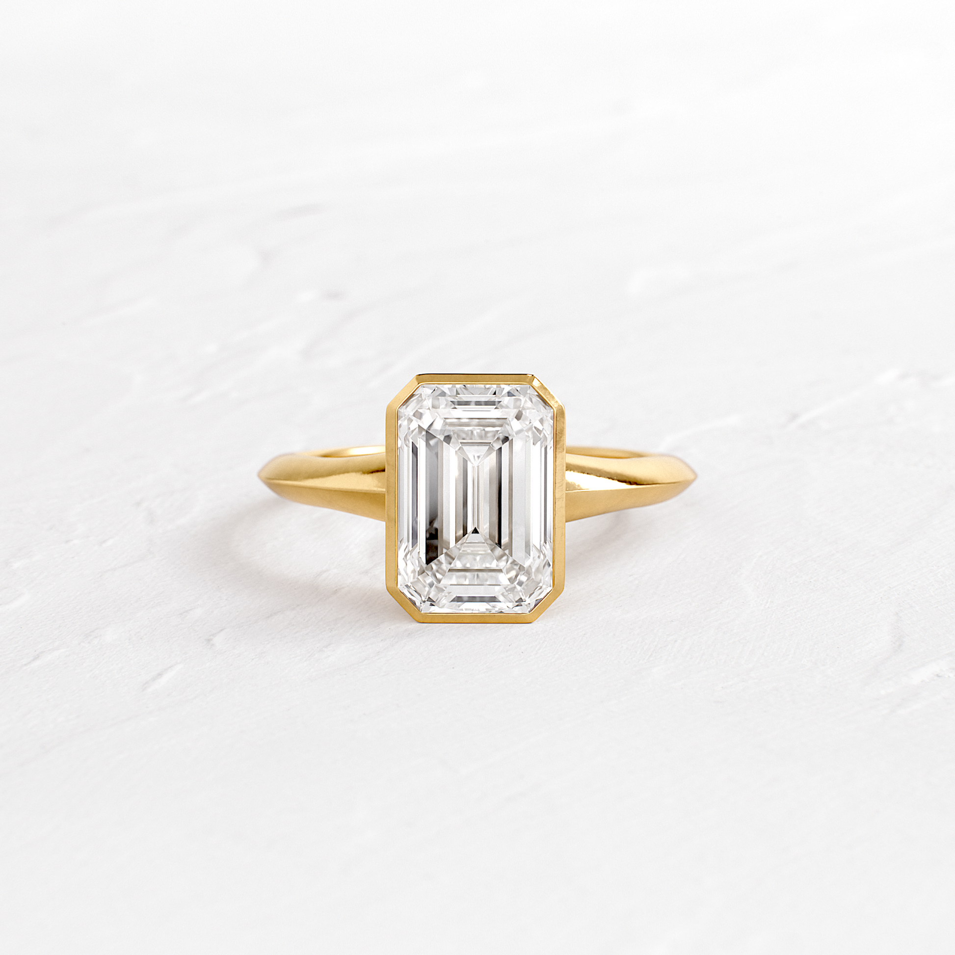 Bezel Knife Edge with Hidden Stones-Emerald Lab Grown Diamond Engagement Ring