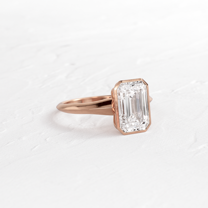 Bezel Knife Edge with Hidden Stones-Emerald Lab Grown Diamond Engagement Ring