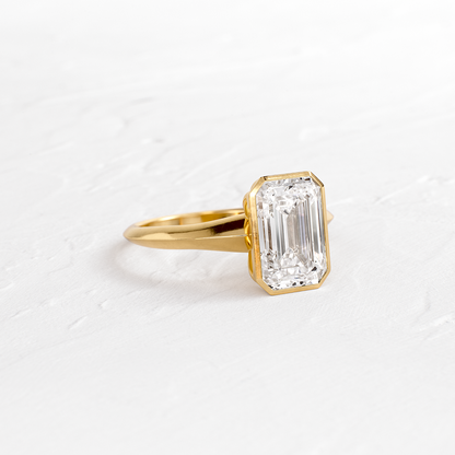 Bezel Knife Edge with Hidden Stones-Emerald Lab Grown Diamond Engagement Ring