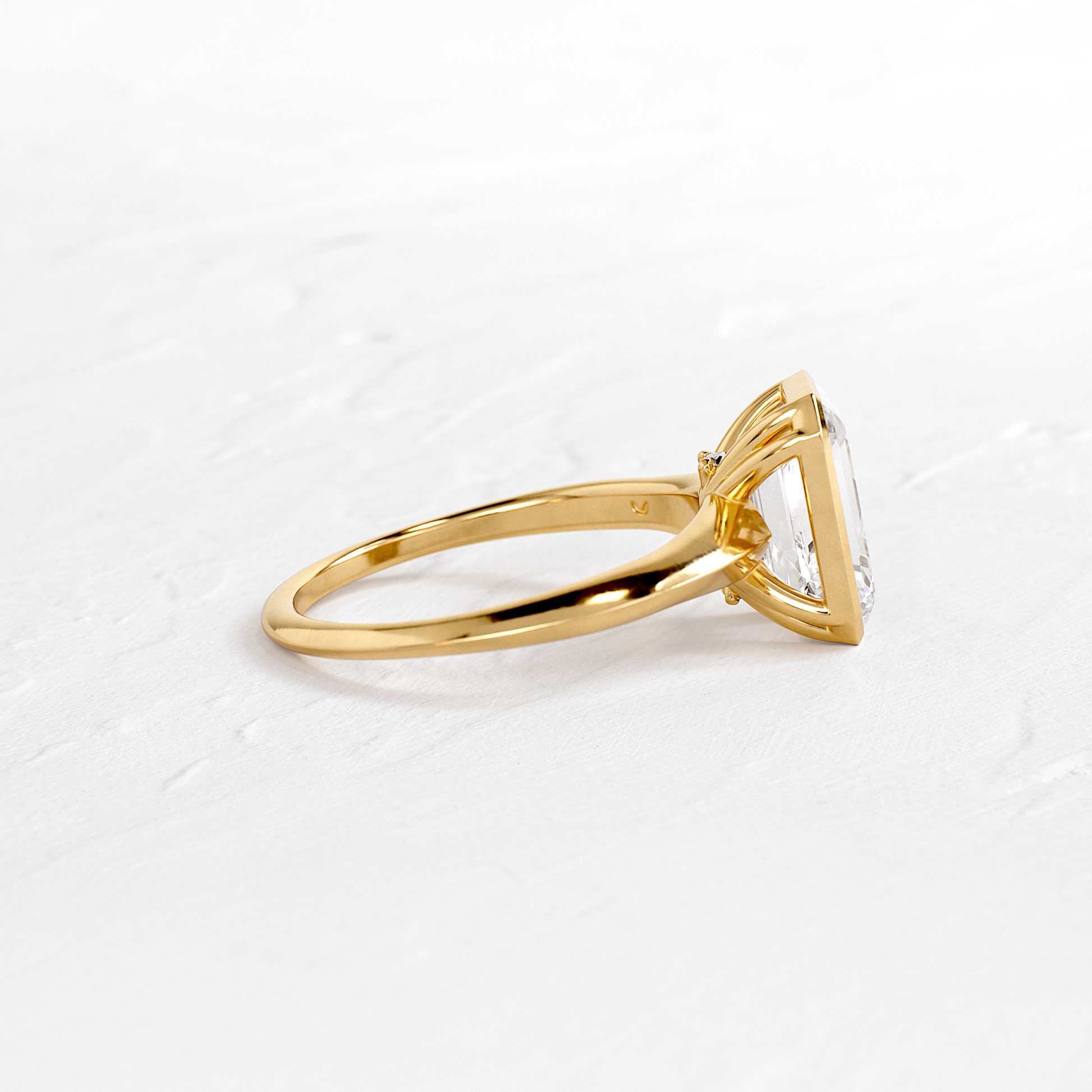 Bezel Knife Edge with Hidden Stones-Emerald Lab Grown Diamond Engagement Ring