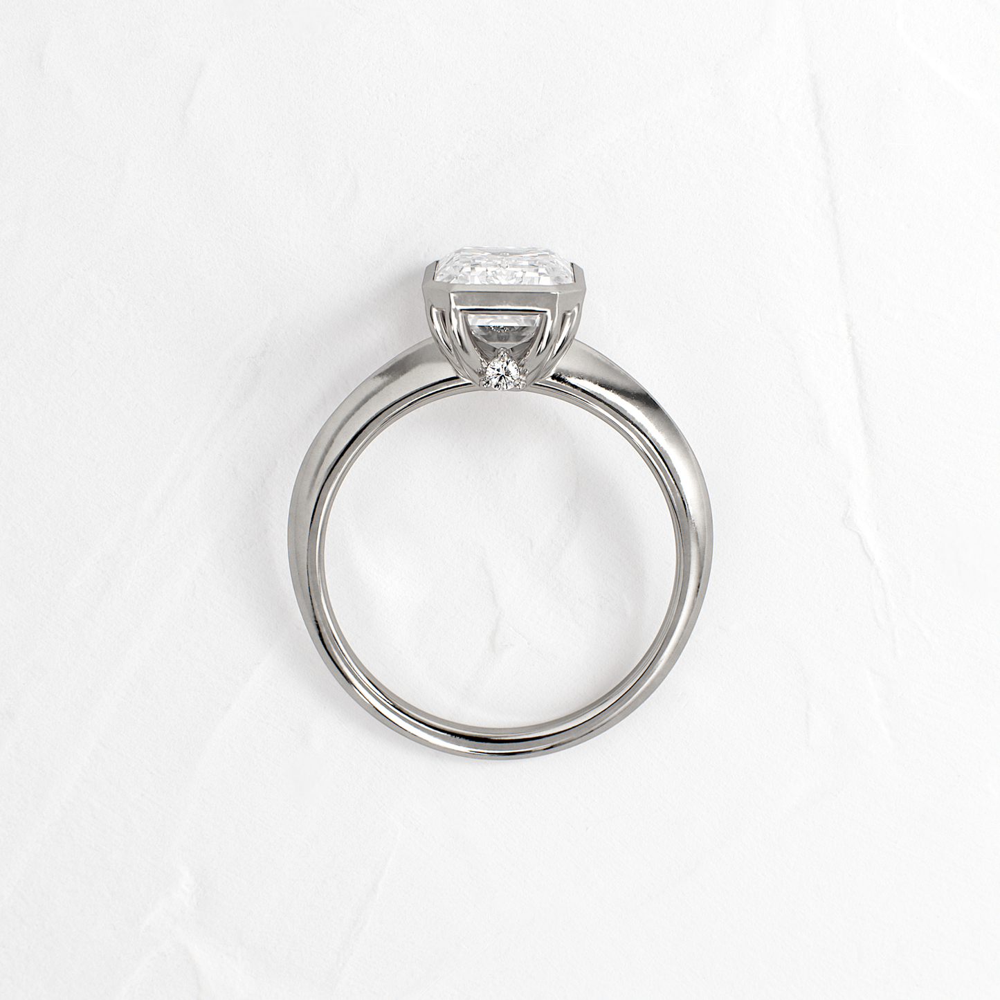 Bezel Knife Edge with Hidden Stones-Emerald Lab Grown Diamond Engagement Ring