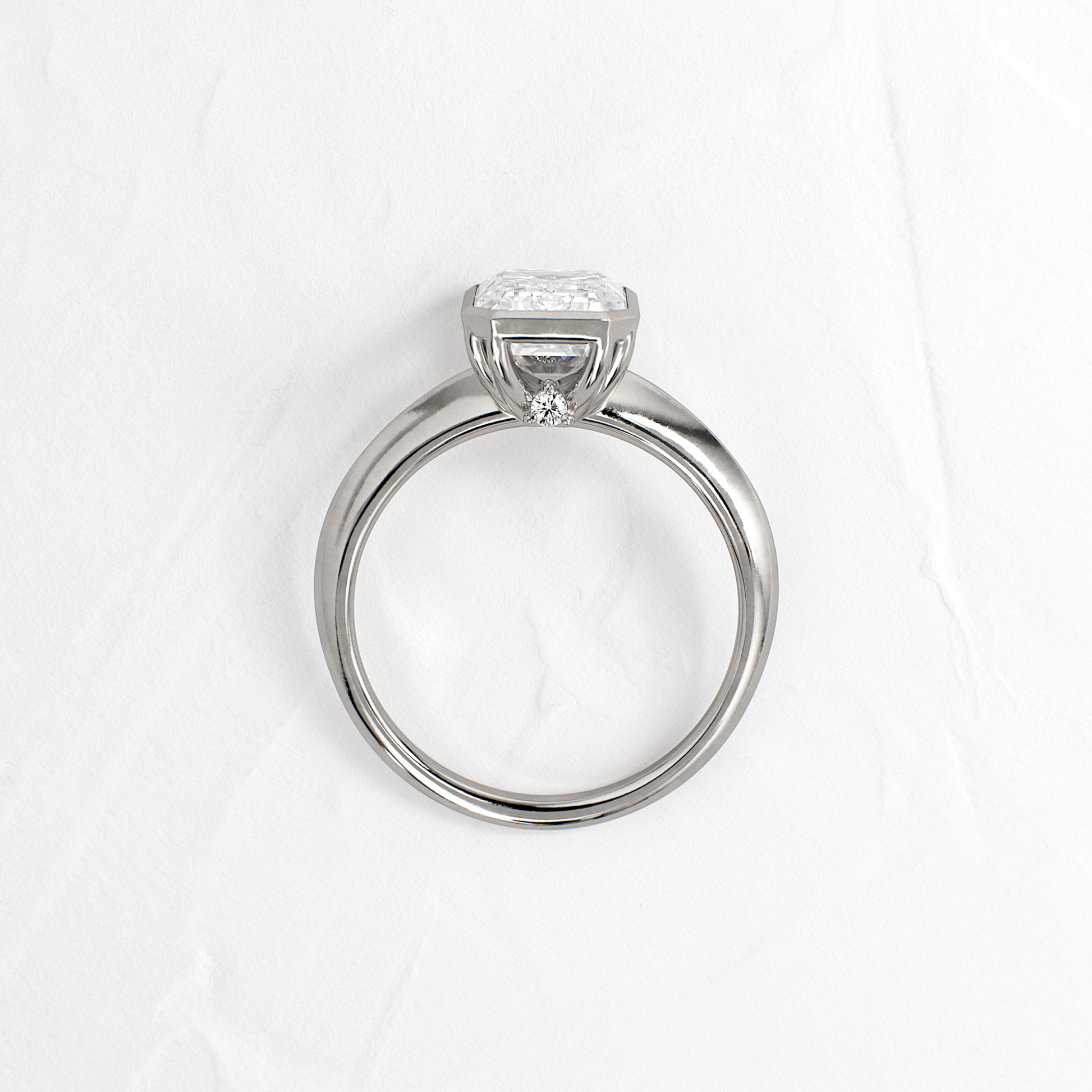 Bezel Knife Edge with Hidden Stones-Emerald Lab Grown Diamond Engagement Ring