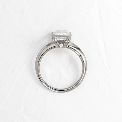 Bezel Knife Edge with Hidden Stones-Emerald Lab Grown Diamond Engagement Ring