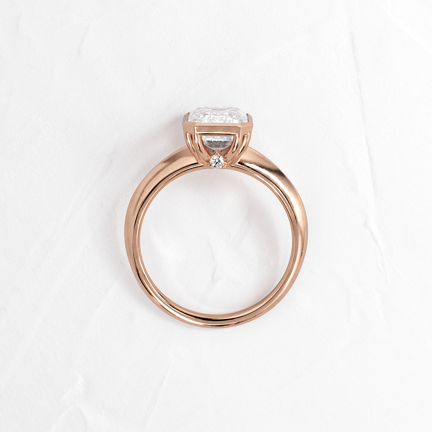 Bezel Knife Edge with Hidden Stones-Emerald Lab Grown Diamond Engagement Ring