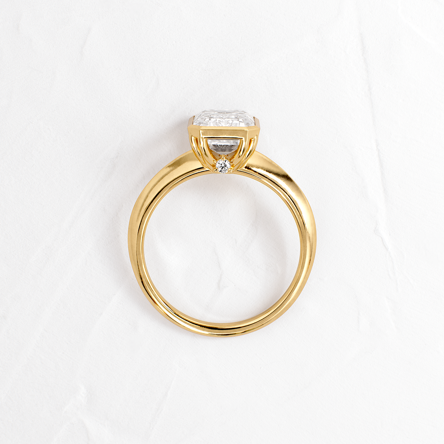 Bezel Knife Edge with Hidden Stones-Emerald Lab Grown Diamond Engagement Ring