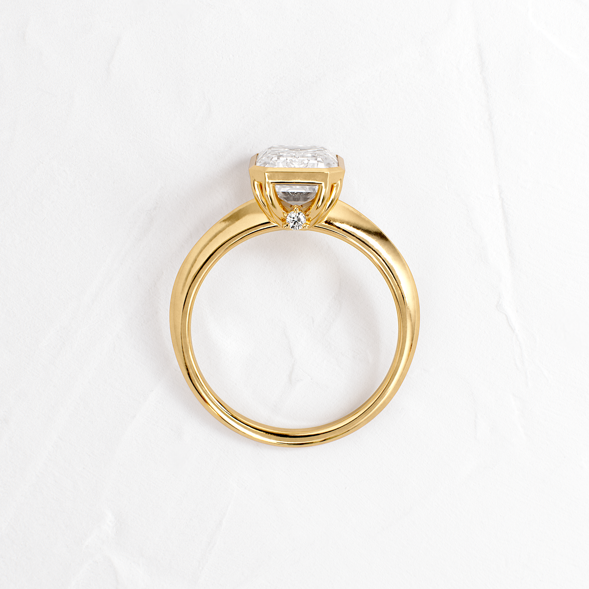 Bezel Knife Edge with Hidden Stones-Emerald Lab Grown Diamond Engagement Ring