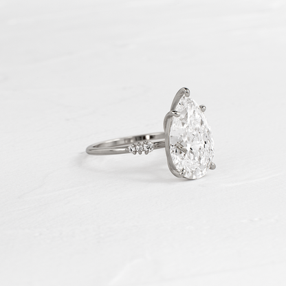 Pave Style-Pear Lab Grown Diamond Engagement Ring
