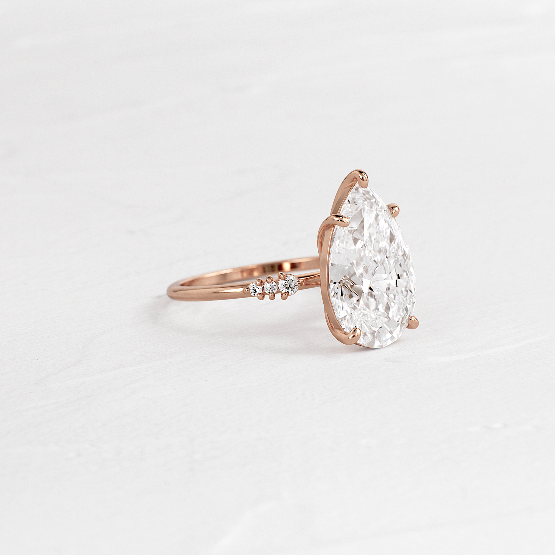 Pave Style-Pear Lab Grown Diamond Engagement Ring
