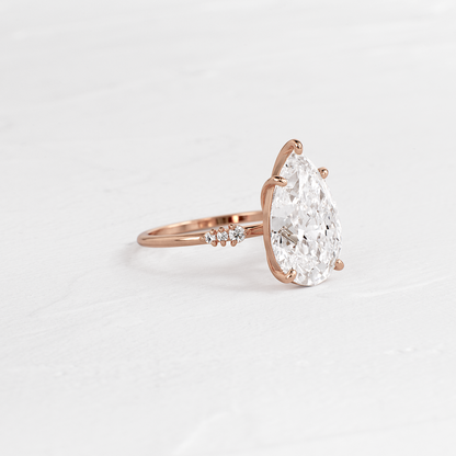 Pave Style-Pear Lab Grown Diamond Engagement Ring