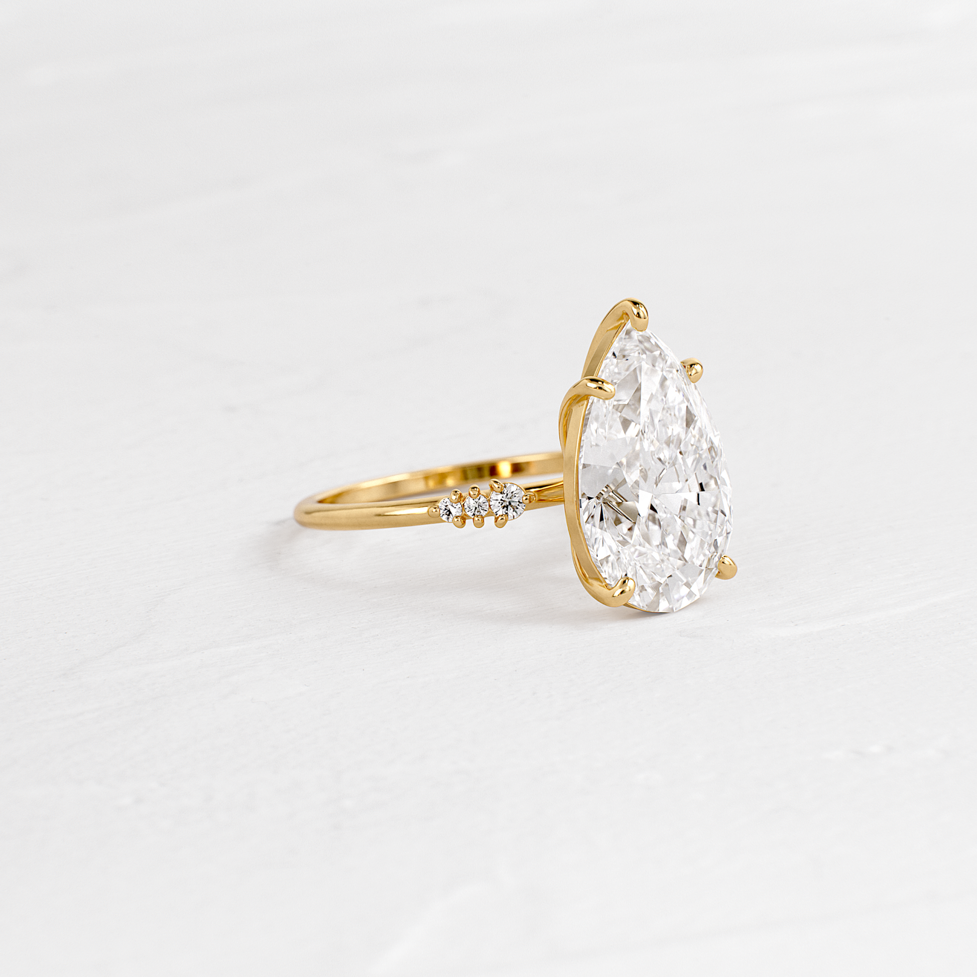Pave Style-Pear Lab Grown Diamond Engagement Ring