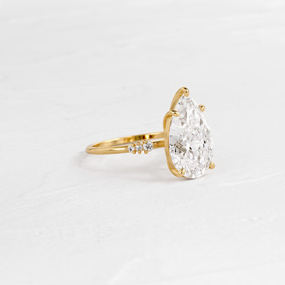 Pave Style-Pear Lab Grown Diamond Engagement Ring