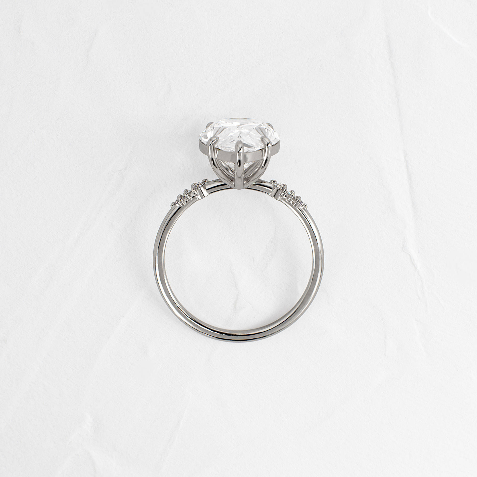 Pave Style-Pear Lab Grown Diamond Engagement Ring