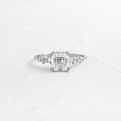 Cluster & Double Prong-Asscher Lab Grown Diamond Engagement Ring