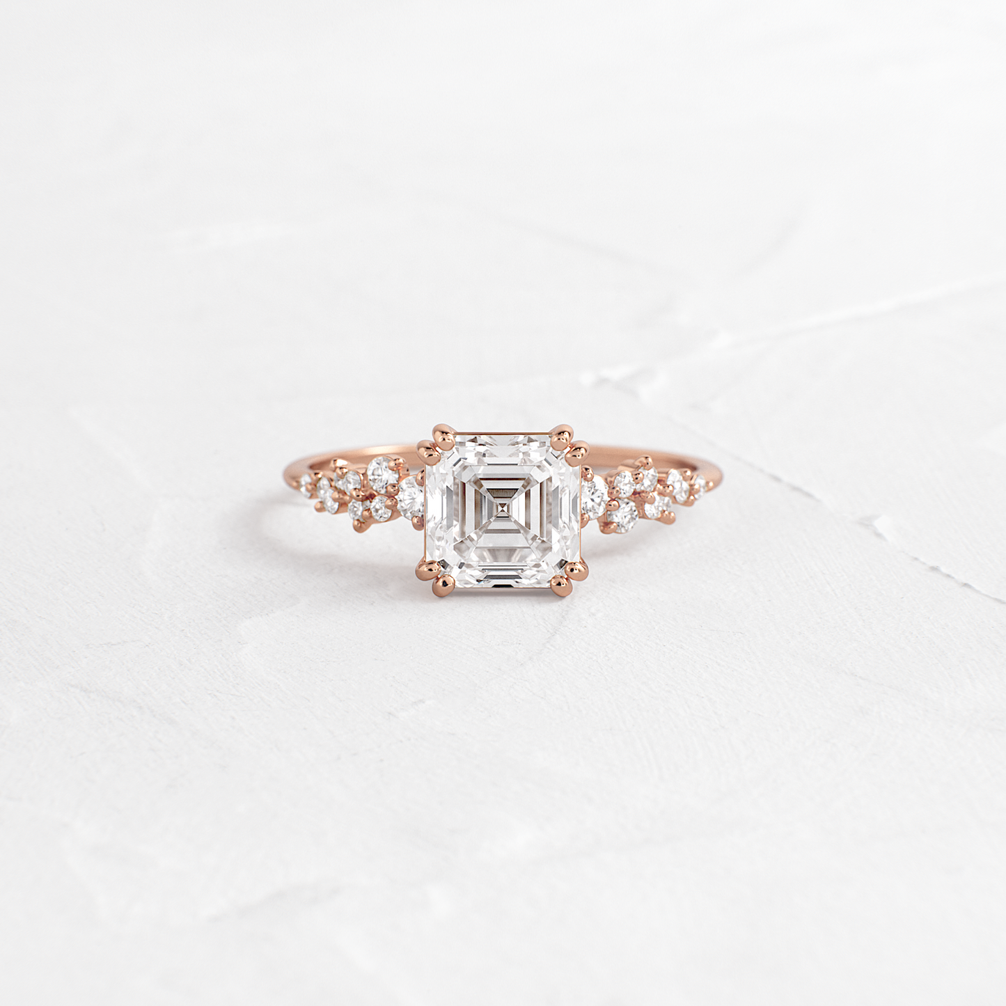 Cluster & Double Prong-Asscher Lab Grown Diamond Engagement Ring