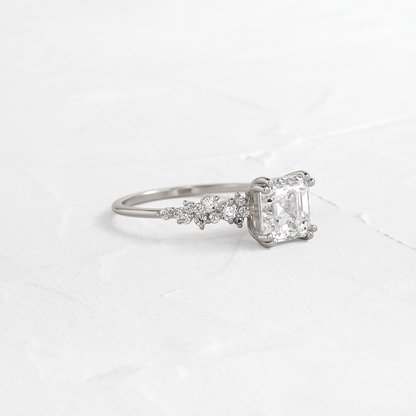 Cluster & Double Prong-Asscher Lab Grown Diamond Engagement Ring