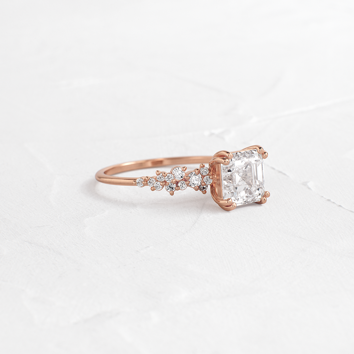 Cluster & Double Prong-Asscher Lab Grown Diamond Engagement Ring